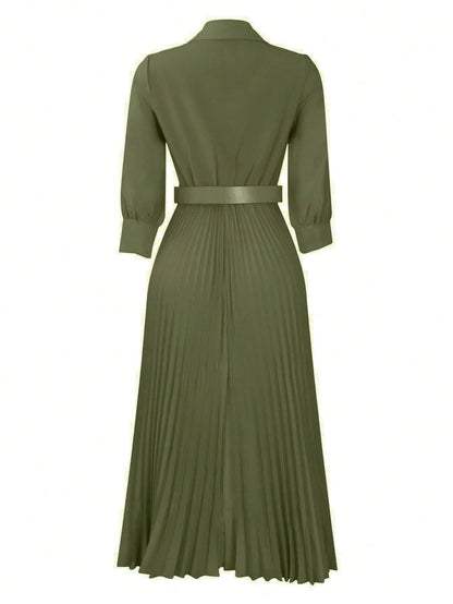 Chic YC Women's 3/4 Sleeve Flared A Line Dress