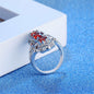 Cubic Zirconia & Red Crystal Shield Ring