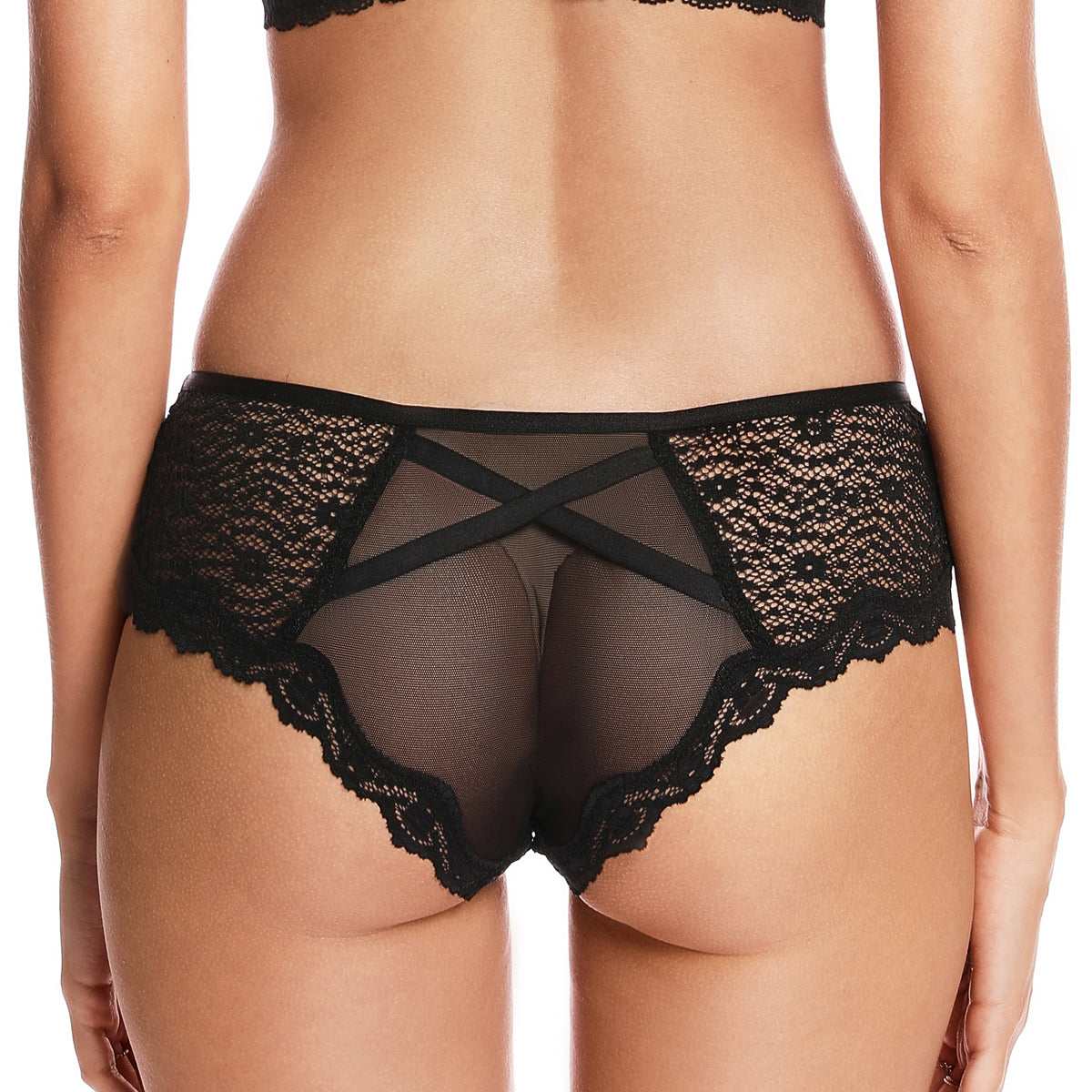 Low-Rise Sheer Lace Trim Hipster Panty