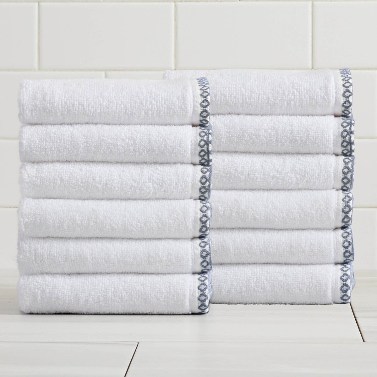 Cotton Border-Stitched 6-Piece Towel Set - Valery Collection
