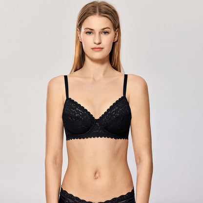 Floral Lace Unlined Minimizer Full Coverage Underwire Bra
