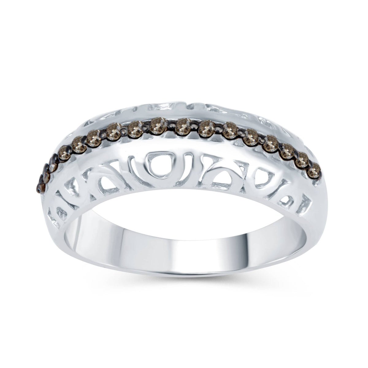 V3 Jewelry Sterling Silver Natural Champagne Diamond Band Ring