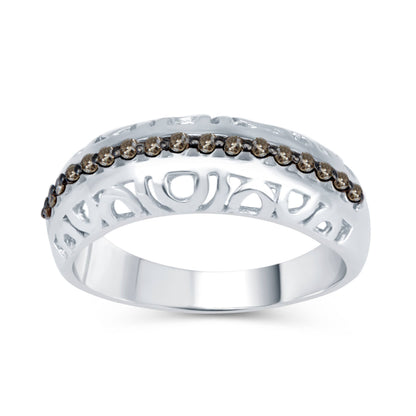 V3 Jewelry Sterling Silver Natural Champagne Diamond Band Ring