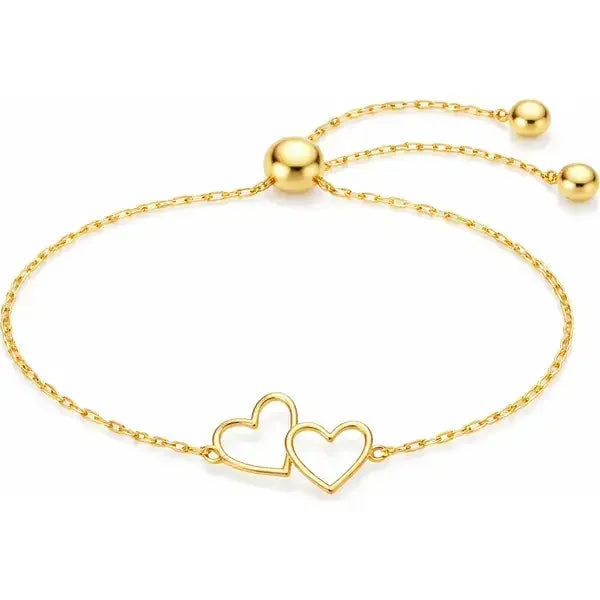 Double Heart Adjustable Bracelet