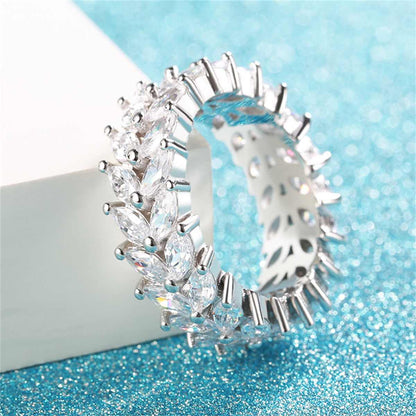Crystal & Silvertone Marquise-Cut Two Rank Band Ring