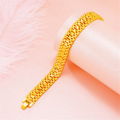 24k Goldtone Square Watch Bracelet
