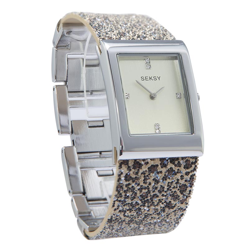 Sekonda Seksy Champagne Dial Glitter Leopard Ladies Bracelet Watch 2851