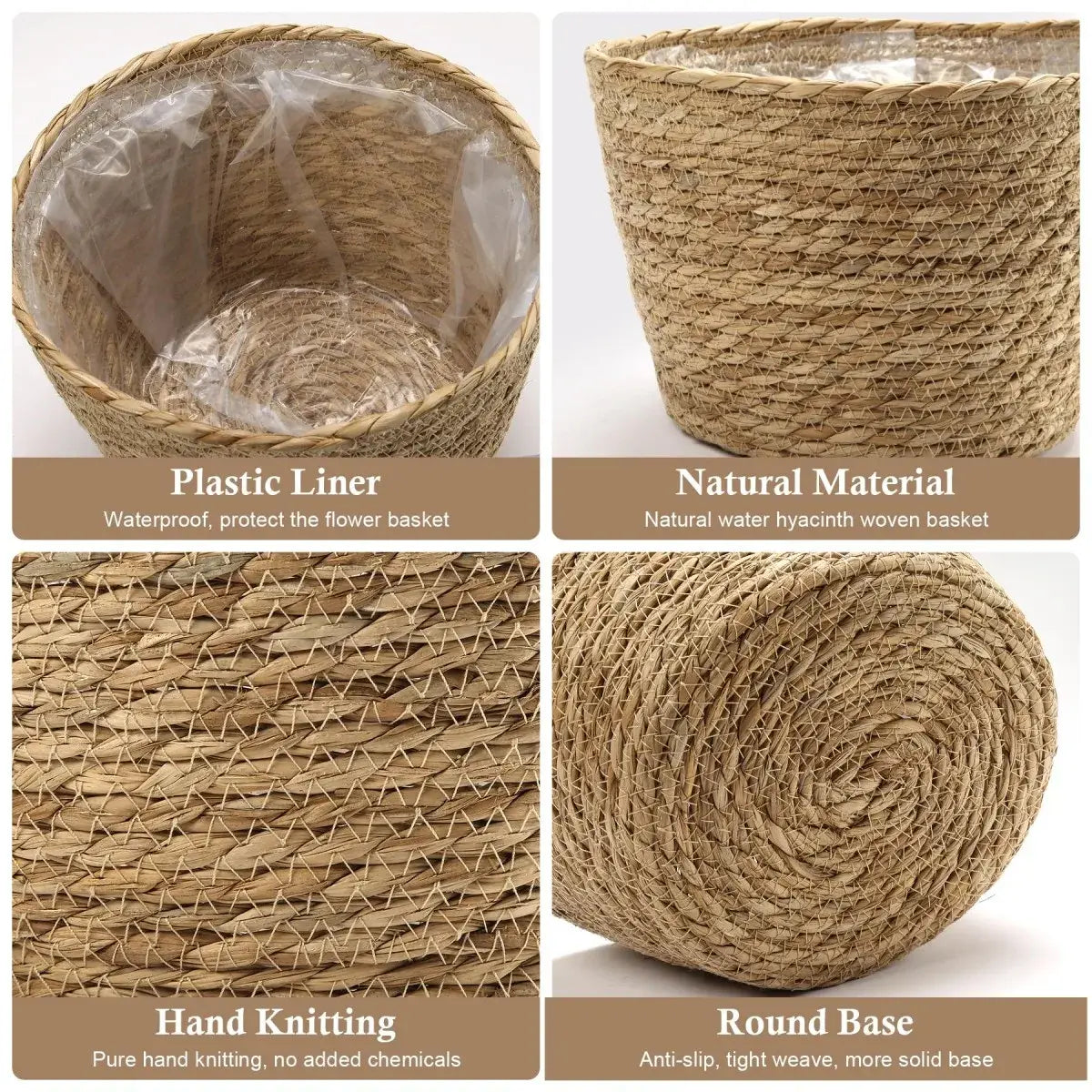 Decorative Woven Planter with Plastic Liner