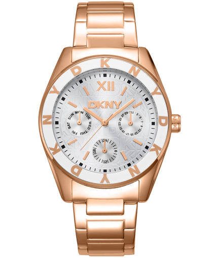 Dk1l073m0045 ACTIVE Chambers Multi Function Silver Dial Rose Gold Women's Watch