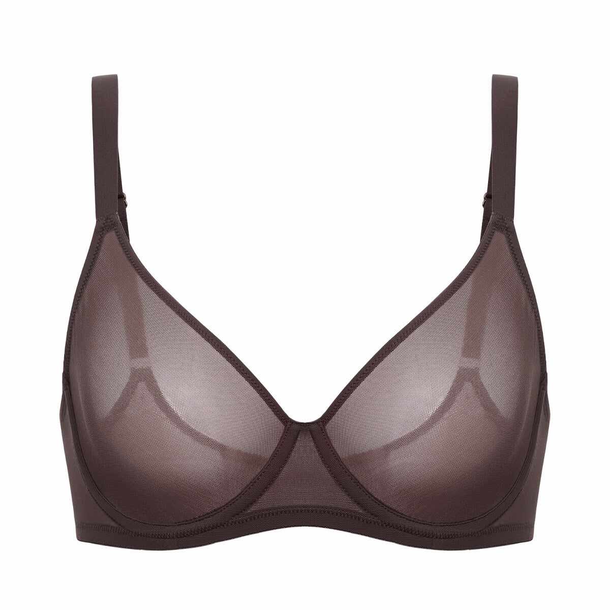 Cosnufy Sheer Mesh Plunge Underwire Full Coverage Bra