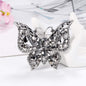 Black Crystal & Cubic Zirconia Silvertone Butterfly Brooch