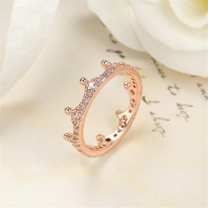 Cubic Zirconia & Rose Goldtone Crown Band Ring