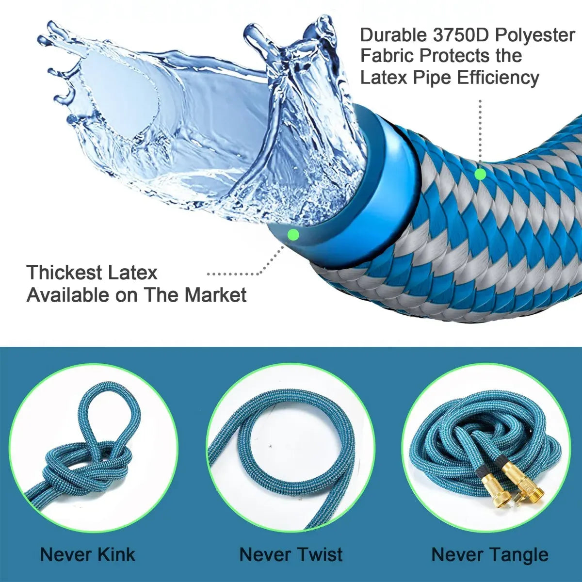 Anti-Kink Outdoor Garden Hose with Spray Gun