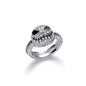 Cubic Zirconia & Silvertone Skull Band Ring