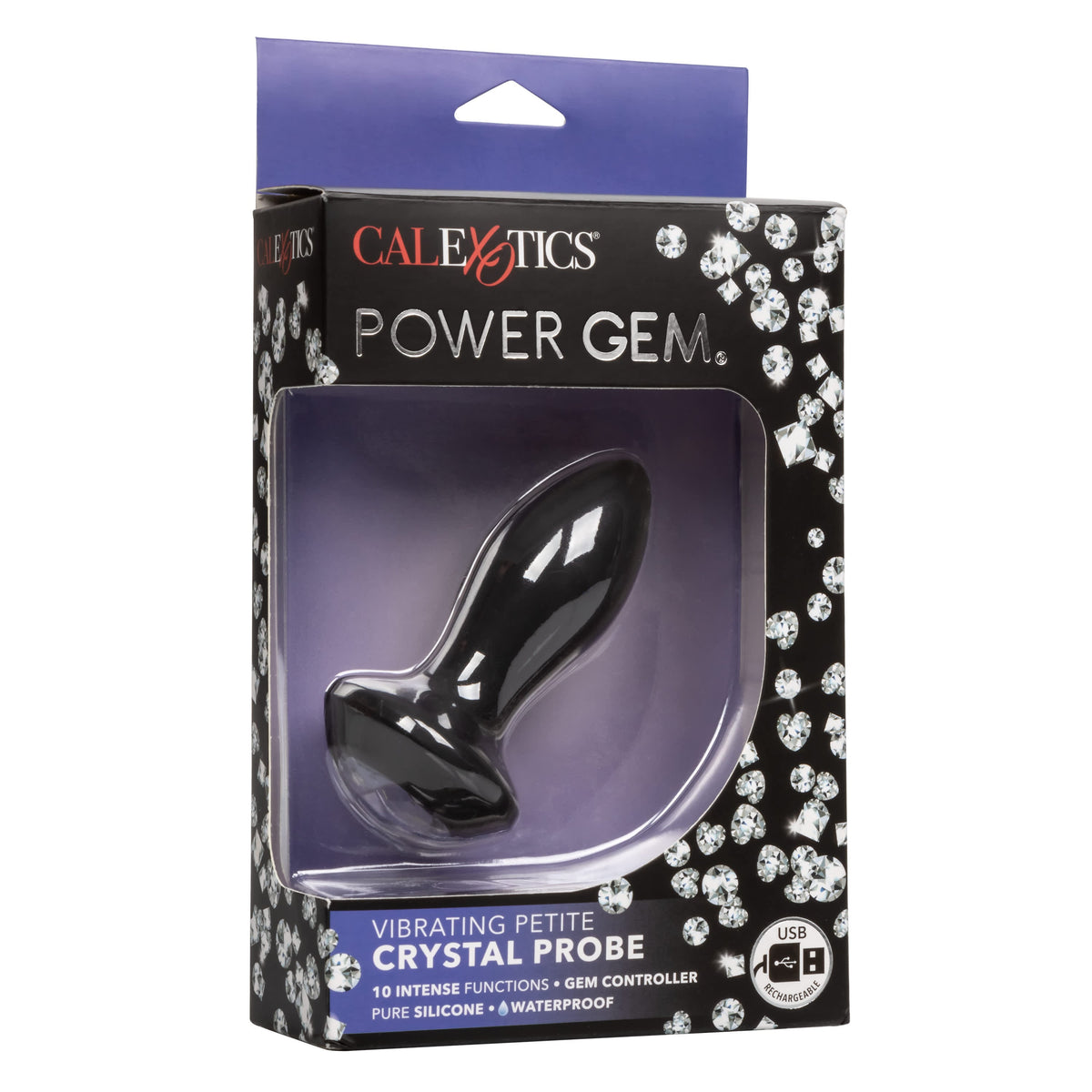 CalExotics Power Gem Vibrating Petite Crystal Probe - Black