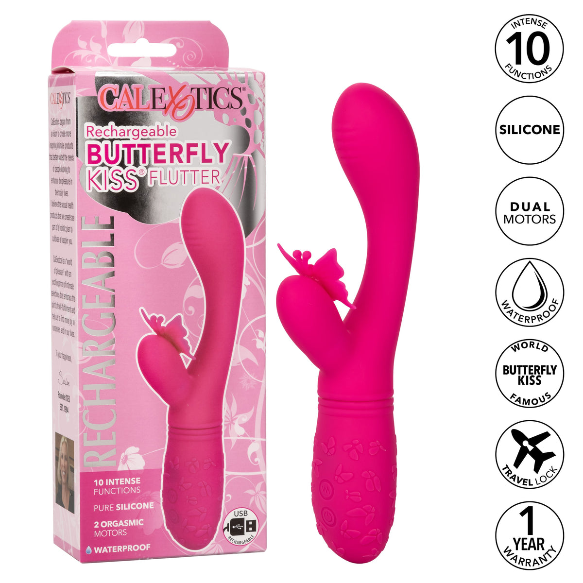 CalExotics Rechargeable Butterfly Kiss Flutter - Pink