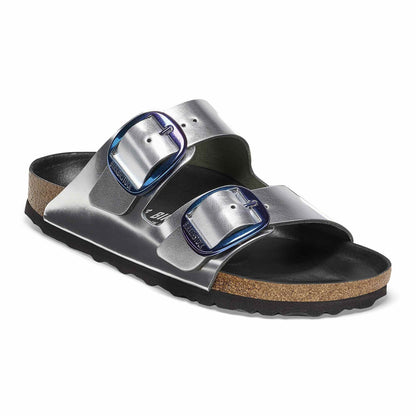 Birkenstock Arizona Big Buckle Natural Leather Metallic Silver