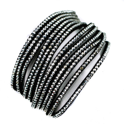 Black Crystal Studded Wrap Bracelet By Aeon