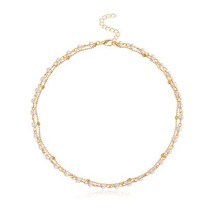 Acrylic & Goldtone Layered Collar Necklace