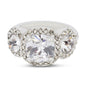 Covet Rhodium Plated Cubic Zirconia 3 Stone Ring - Size K