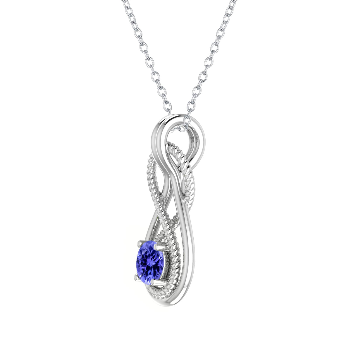 Sterling Silver with Natural Tanzanite Infinity Pendant