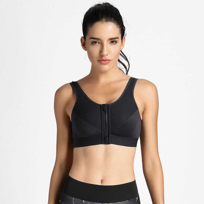 Full Length Zip Front Wireless Racerback Sports Bra