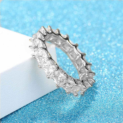 Crystal & Silvertone Princess-Cut Ring