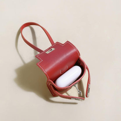 Leather Crafted Airpods Case Wrist Pouch