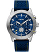 Dkny Men Watch, Silver Color Case, Dark Blue Dial, Dark Blue Leather Strap, Chronograph, 10 Atm