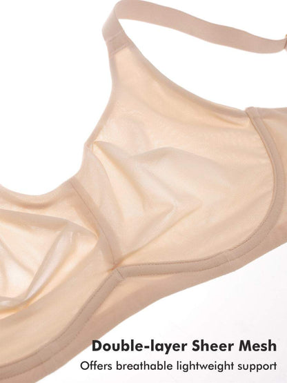 Sheer Double-Layer Mesh Full Coverage Underwire Support Bra