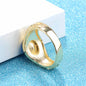 Blue Oval Crystal & Goldtone Band Ring