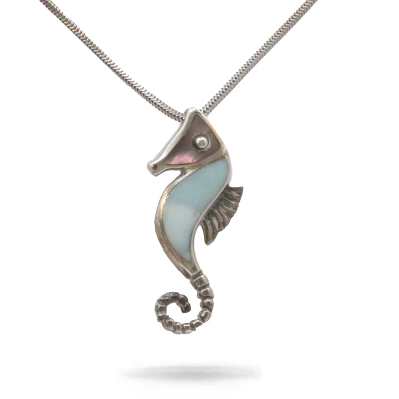 Seahorse Larimar Stone Sterling Silver Necklace By Marahlago