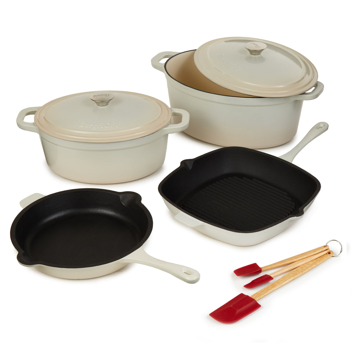 BergHOFF Neo 9pc Cast Iron Cookware Set, Meringue