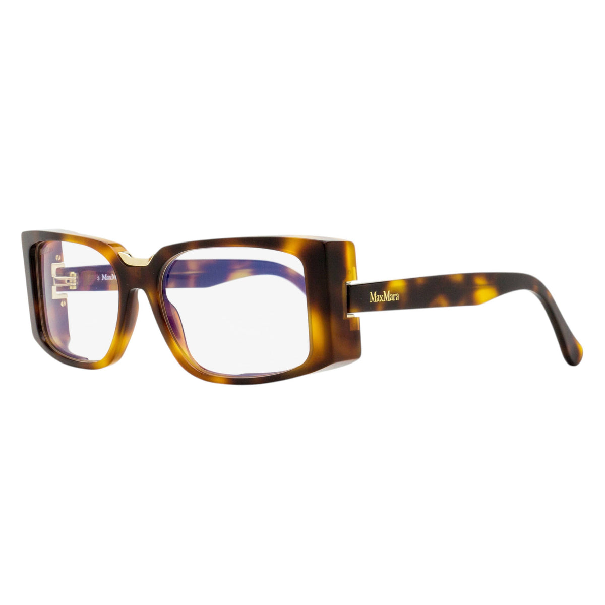 Max Mara Rectangular Blue Block Eyeglasses MM5157-B 001 Black/Gold 54mm
