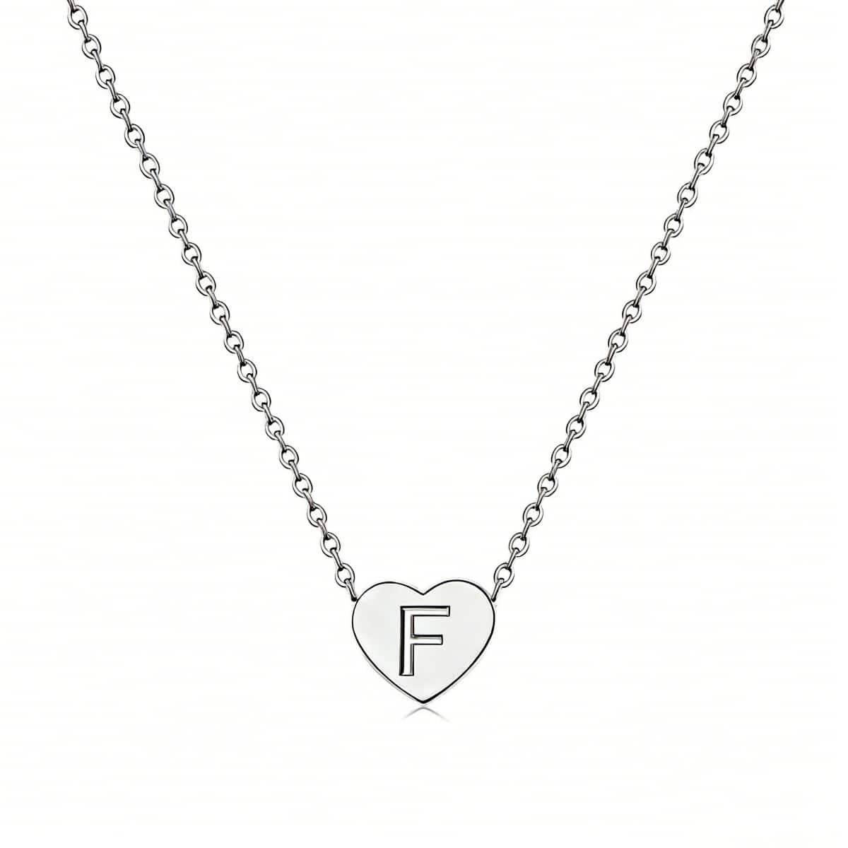 Dainty Initial Heart Necklace Personalized 26 Letters Available