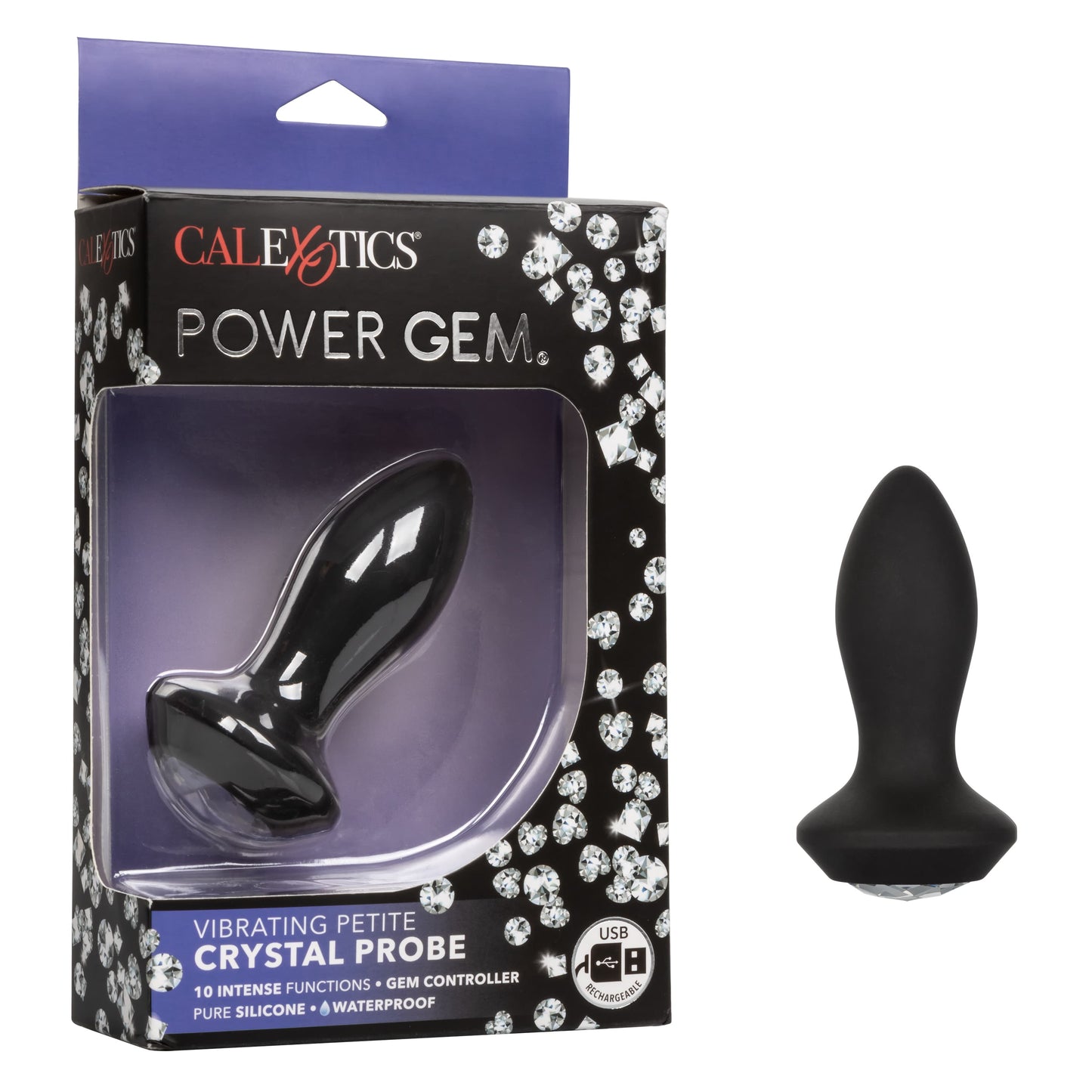 CalExotics Power Gem Vibrating Petite Crystal Probe - Black
