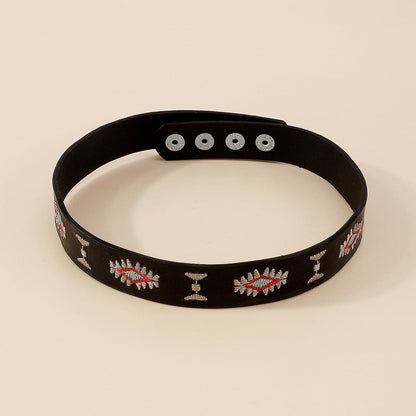 Black & Red Geometric Choker Necklace