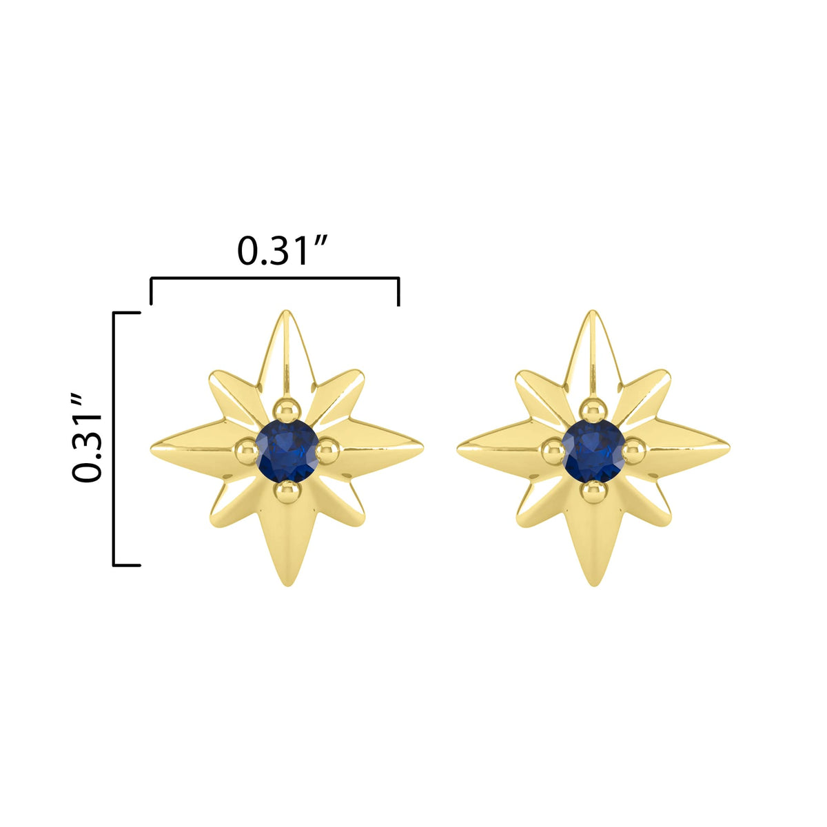Blue Sapphire Gold over Sterling Silver Star Stud Earrings