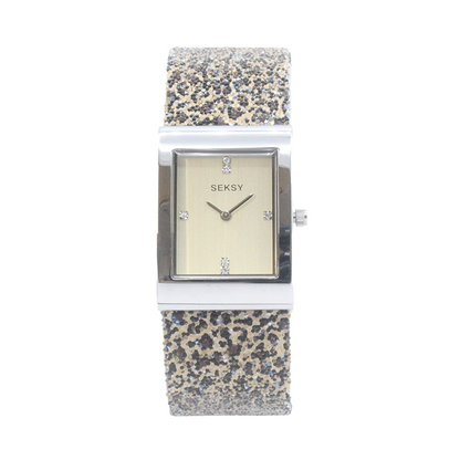 Sekonda Seksy Champagne Dial Glitter Leopard Ladies Bracelet Watch 2851