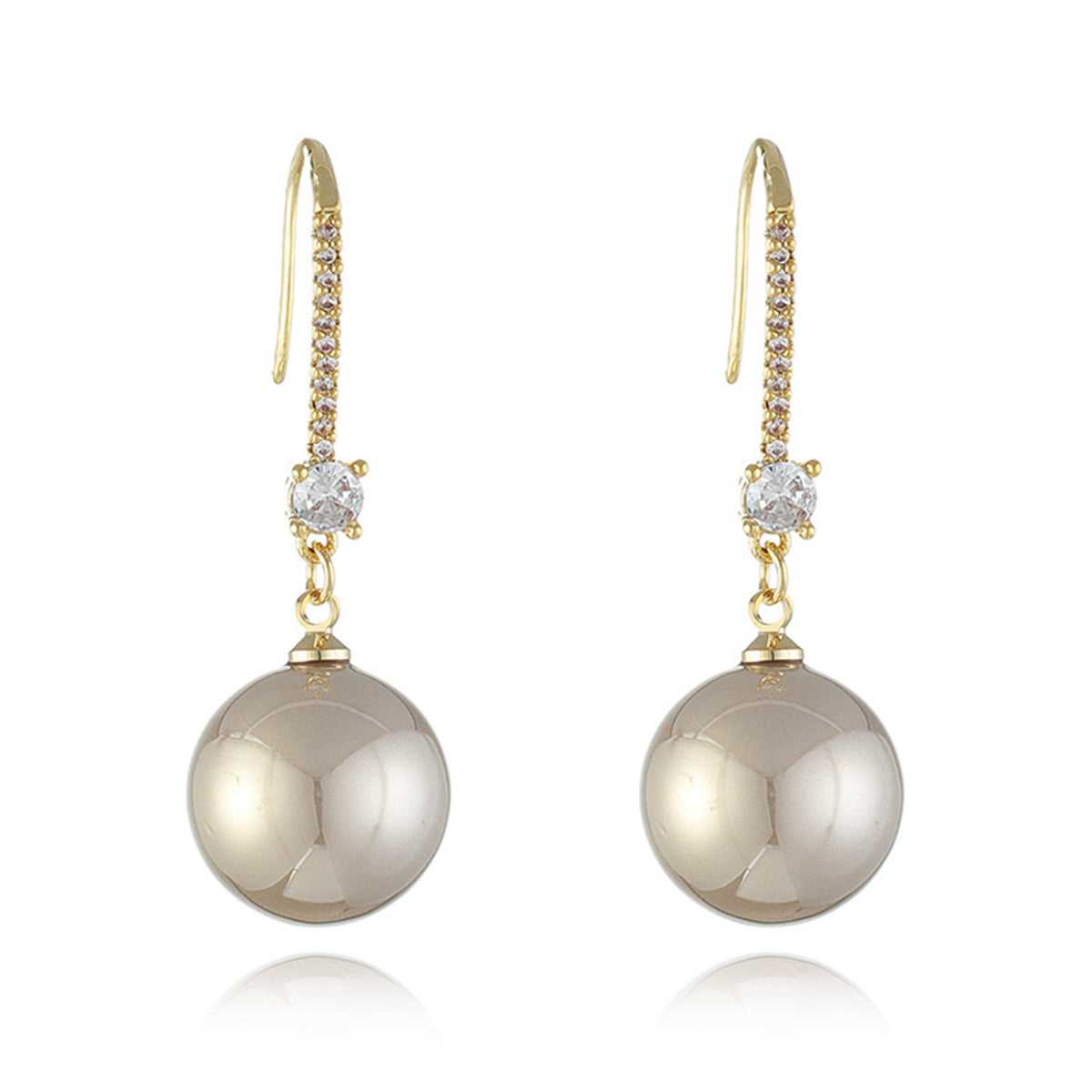 Cubic Zirconia & Pink Pearl Goldtone Dangle Drop Earrings