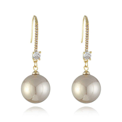 Cubic Zirconia & Pink Pearl Goldtone Dangle Drop Earrings