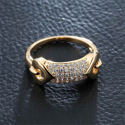 Cubic Zirconia & Goldtone Heart Ring