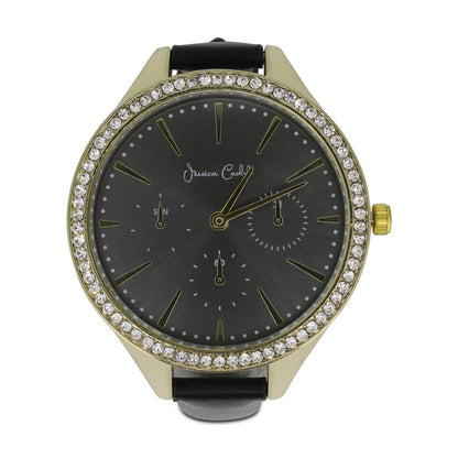 Jessica Carlyle Black & Gold Crystal Ladies Watch And Bracelet Set 2494