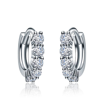 Elegant White Gold Plated Cubic Zirconia Huggie Hoop Earrings