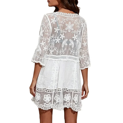 Boho Floral Sheer Cover Up Dress
