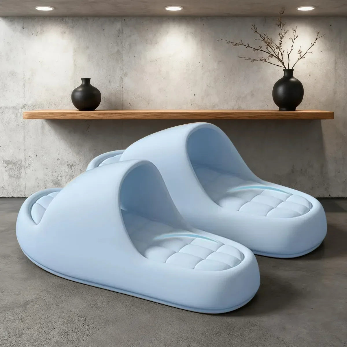 Cushioned Grid Insole House Slippers