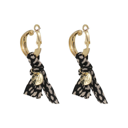 Black & Goldtone Leopard Knot-Accent Drop Earrings